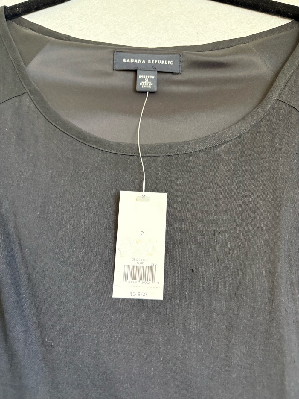 Banana Republic Black Cap-Sleeve Midi A-Line Dress Linen Blend Sz 2 NWT Chic LBD - Picture 2 of 9